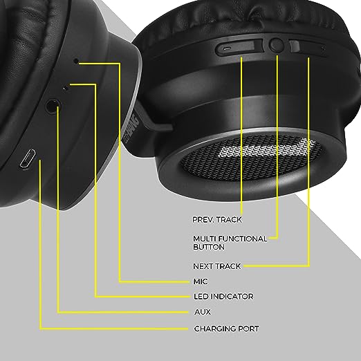 ZEBRONICS-Bang Over The Ear Headphones with Foldable Design and Bluetooth v5.0 Headphones, Providing up to 20h* Playback(Black) ZEBRONICS-Bang Over The Ear Headphones with Foldable Design and Bluetooth v5.0 Headphones, Providing up to 20h* Playback(Black)